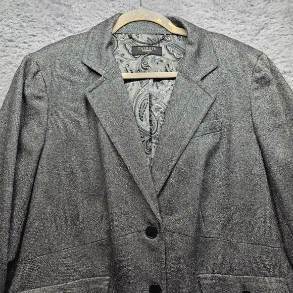 Talbots Womens Gray Skirt Suit Set Size 18 XL Wool Blend - Picture 9 of 16